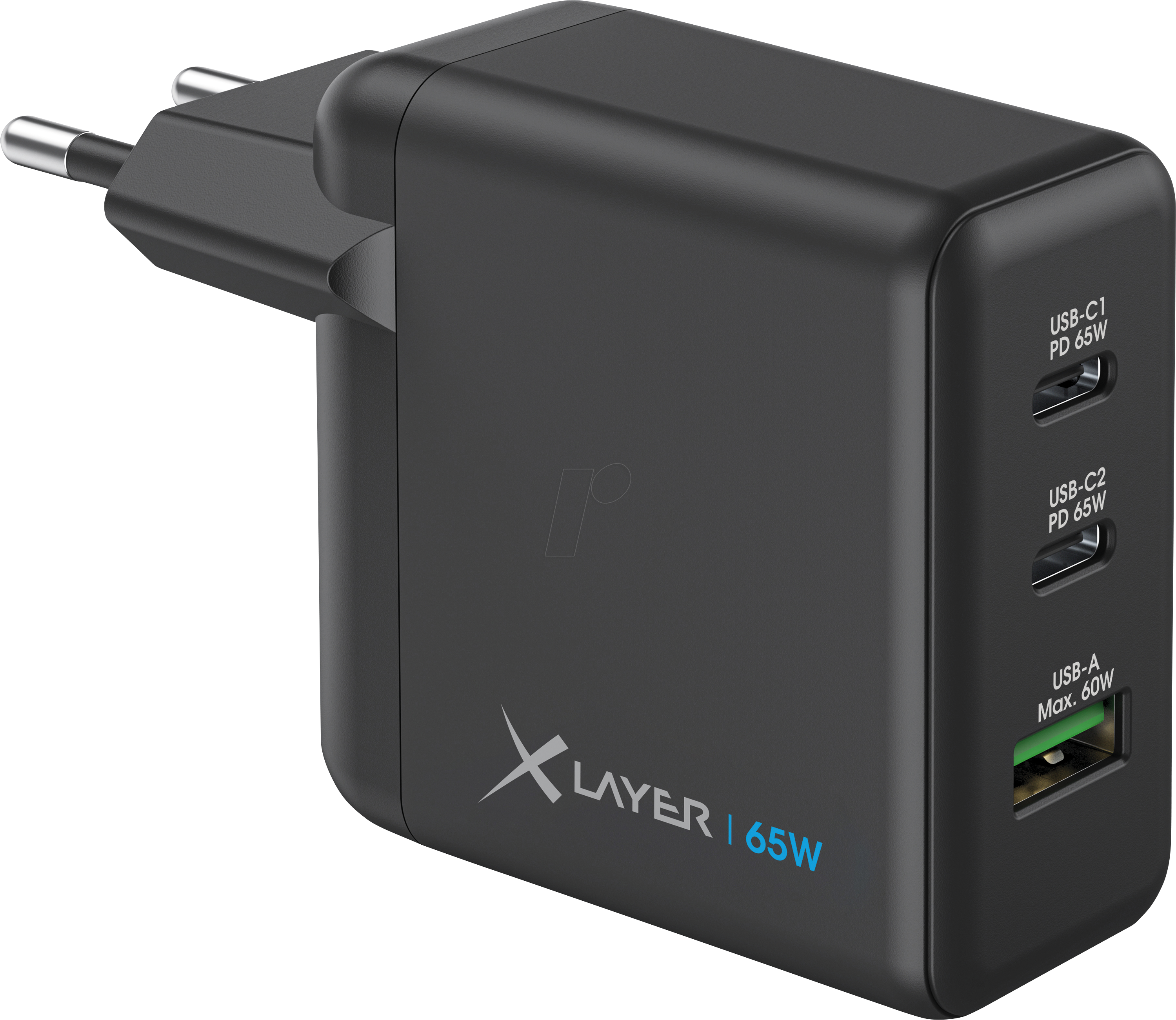 Bild von XLAYER Powercharger USB-C Schnellladegerät I 65W PD I GaN Charger I 3-Port Smartphone-Ladegerät
