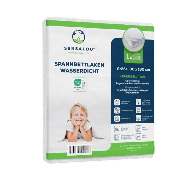 Bild von Sensalou Spannbettlaken Inkontinenz Spannbettlaken wasserdicht - Spannbetttuch weiß Höhe 25 cm, (1 Stück), waschbar