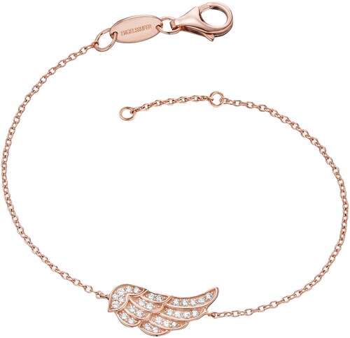 Bild von Engelsrufer Flügel Armband für Damen Rosévergoldet 925er-Sterlingsilber Weiße Zirkonia Länge 16 cm + 2 cm