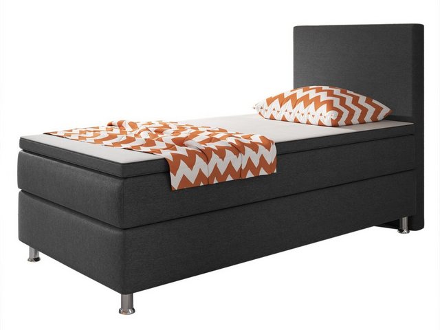 Bild von inter Boxspringbett Berlin mit 7 Zonen Taschenfederkernmatratze 90x200 cm inkl. Topper (Boxspringbett, inkl.Kopfteil mit Topper und Matratze), SOFORT LIEFERBAR