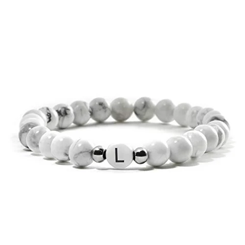 Bild von Bergerlin - Pärchen Armband Magnesit mit Buchstaben - Weiß