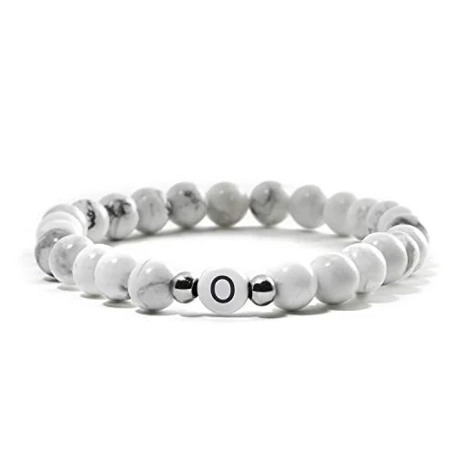 Bild von Bergerlin - Pärchen Armband Magnesit mit Buchstaben - Weiß