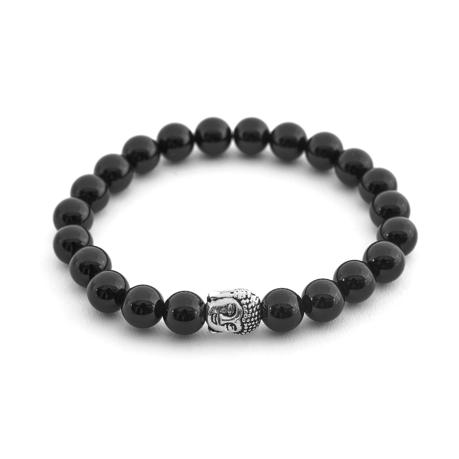 Bild von Bergerlin - Onyx Naturstein Buddha Perlen Armband (Achat farbl. behandelt) - Edelstein Heilstein Naturschmuck