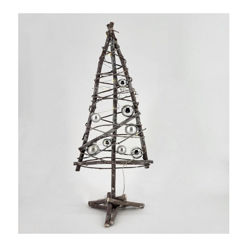 Bild von dasmöbelwerk Dekobaum Weihnachtsbaum Deko Baum aus Holz mit Kugeln und LED Beleuchtung