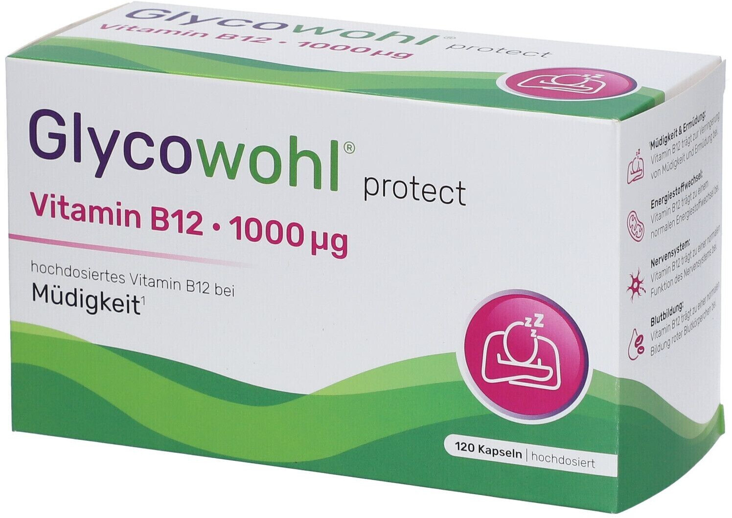 Bild von Glycowohl Vitamin B12 1000 µg hochdosiert vegan 120 Kapseln - Hochdosiertes Vitamin B12