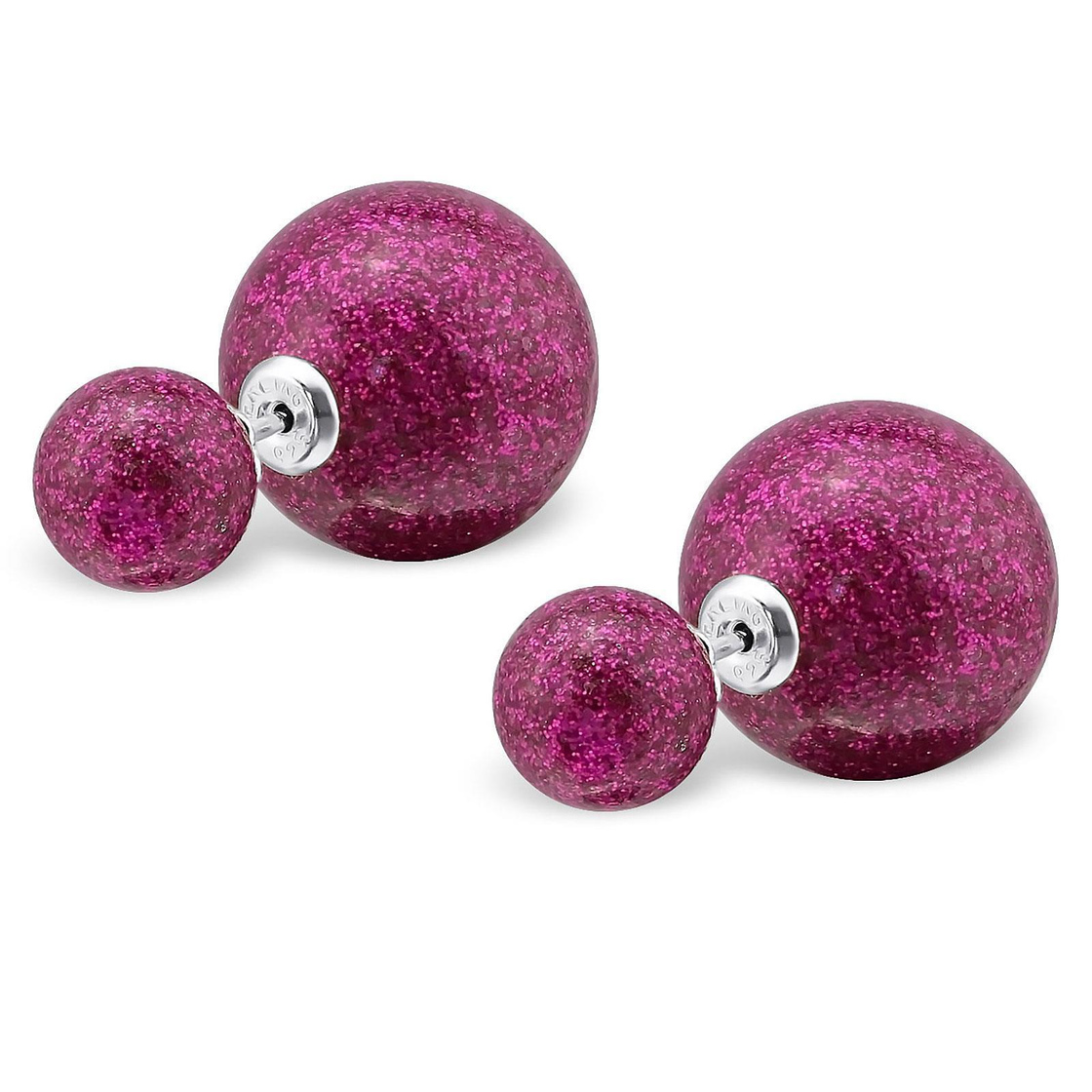 Bild von Monkimau Ohrring-Set Doppel Kugel Ohrringe aus 925 Silber, Hypoallergen