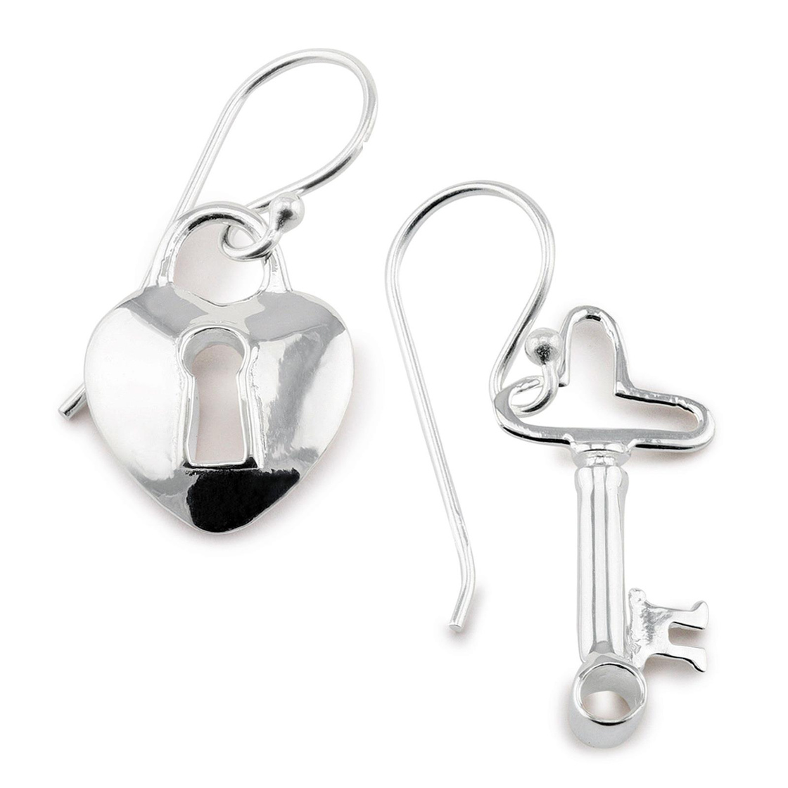 Bild von Monkimau Ohrring-Set Schlüssel mit Herz Ohrringe aus 925 Silber, Hypoallergen