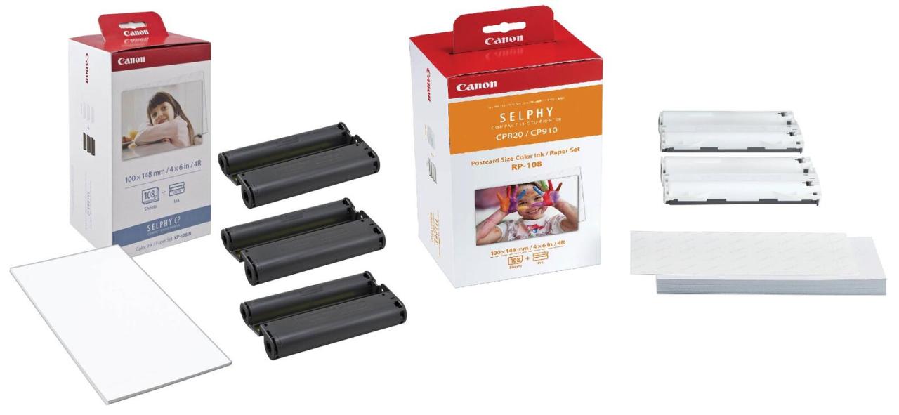 Bild von Canon Original KP-108IN + RP-108 2x Farbbandkassette (C/M/Y) und Papier 108 Blatt 100x148mm + 108 Blatt 100x148mm