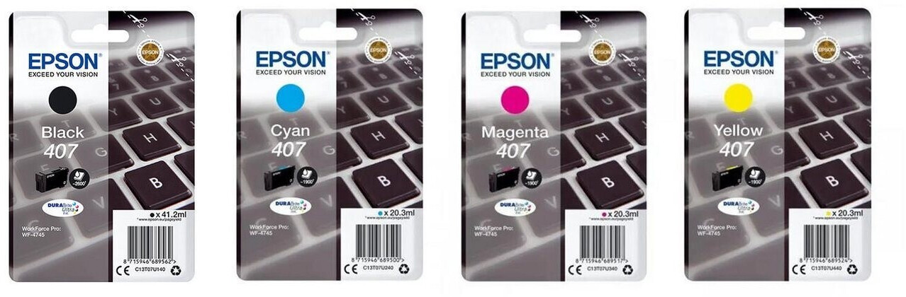 Bild von Epson Original 407 Tastatur Druckerpatronen - 4er Multipack