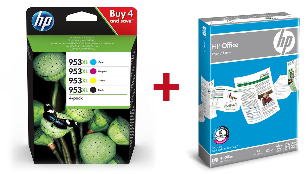 Bild von Druckerpatronen Bundle mit HP Original 953XL Multipack + 500 Blatt HP Kopierpapier