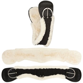 Bild von Equinate Western Mondgurt anatomisch mit synthetischem Lammfell naturfarben 70 cm