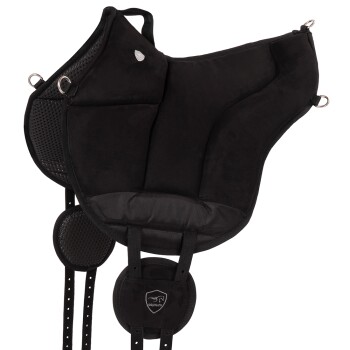 Bild von Equinate Reitpad Toledo aus Mikrofaser Schwarz - Bareback Pad mit pflegeleichter Neopren Unterseite - Reitkissen Baumloser Sattel