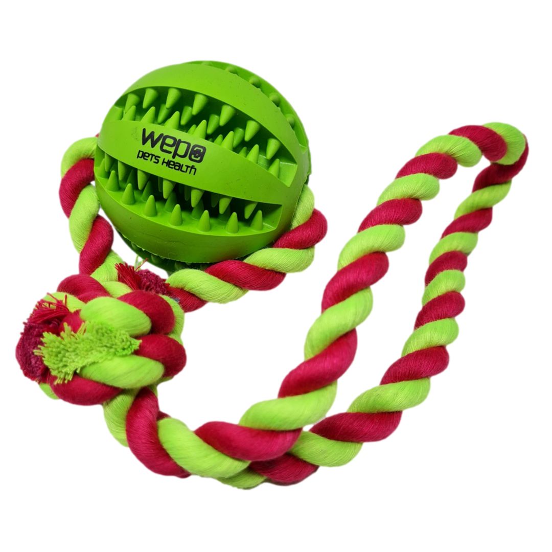 Bild von WEPO Dentalball mit Seil - Spielball für Hunde