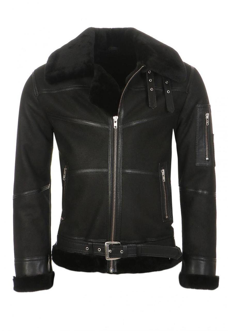 Bild von Hollert Bomberjacke B16 Herren Lammfelljacke Echtleder Merino Schaffell Fliegerjacke