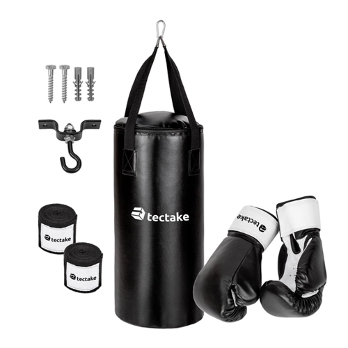 Bild von tectake Box Set Boxsack 56cm gefüllt mit 10kg + Halterung inkl. Boxhandschuhe und Bandagen