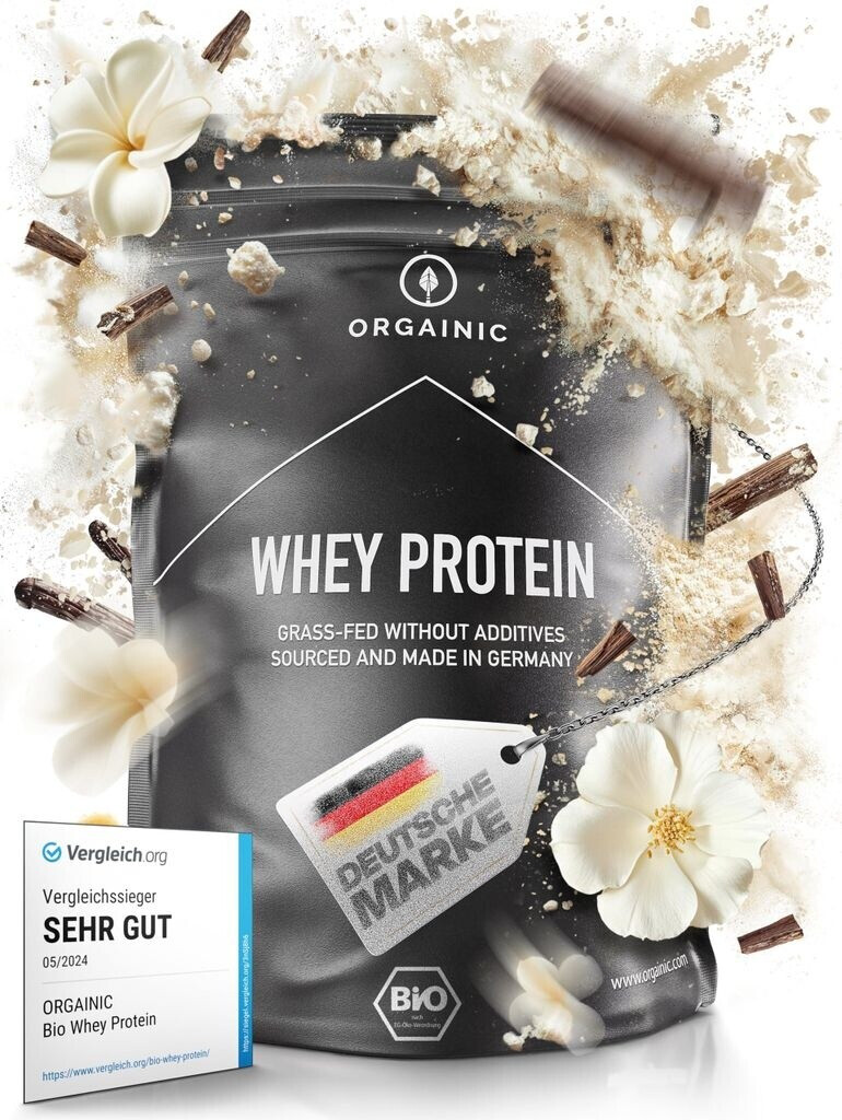 Bild von ORGAINIC Bio Vanille Whey Protein - Bio Zertifiziert ohne Zusatzstoffe - Eiweißpulver aus Deutschland - Grasfütterung - 1000g