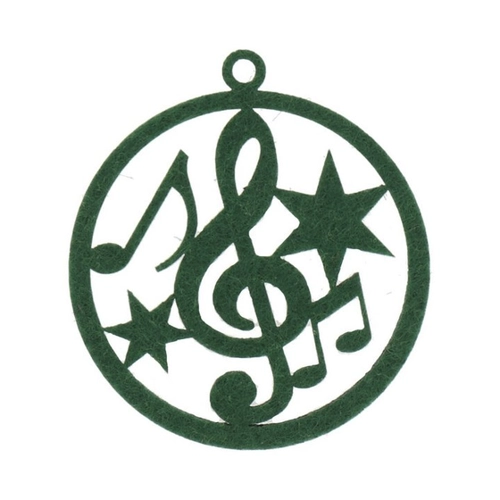 Bild von Weihnachtskugel Filz Violinschlüssel - schönes Geschenk für Musiker (grün)