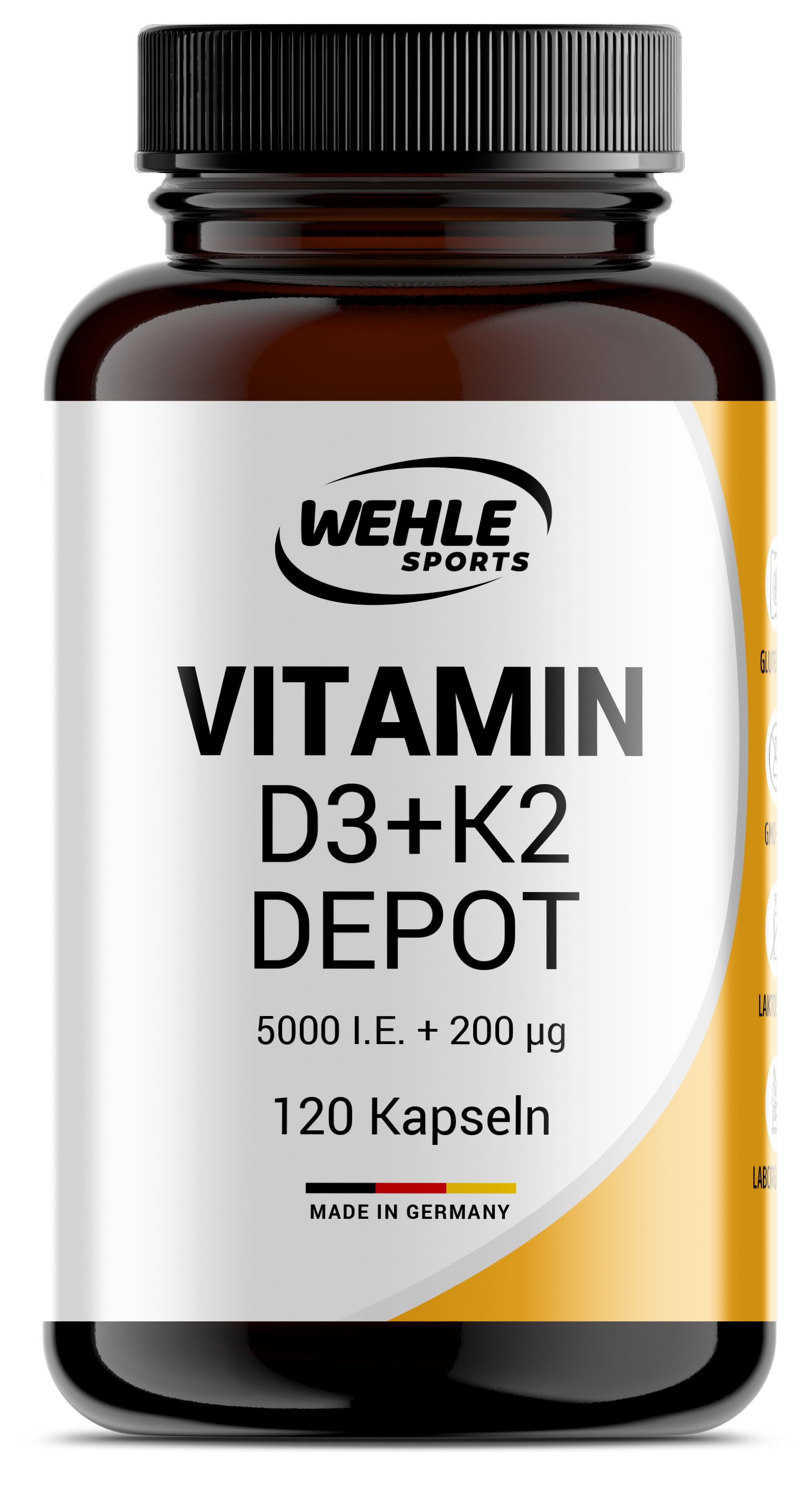 Bild von Vitamin D3 K2 Kapseln - 5000 IE D3 & 200µg K2 Wehle Sports®