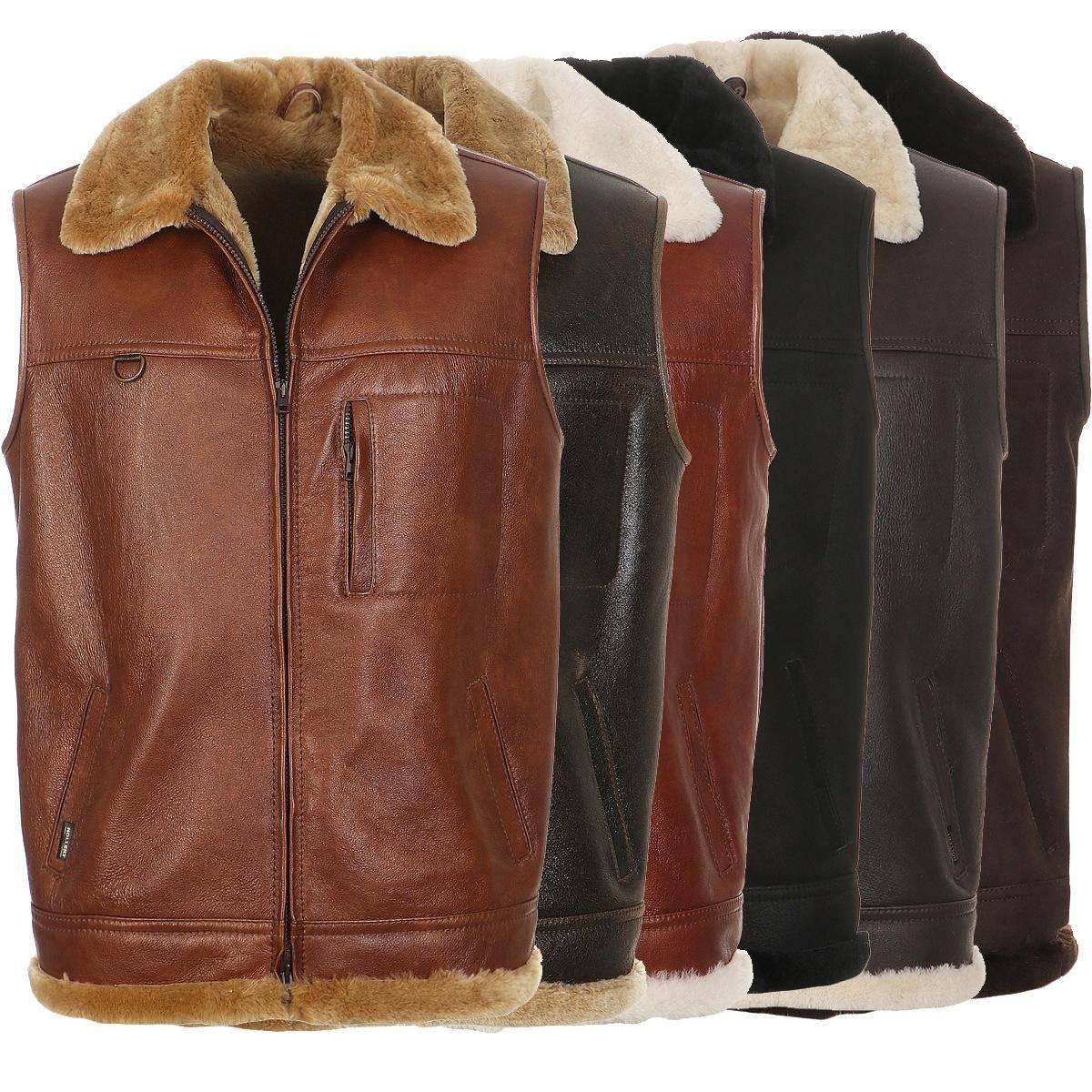 Bild von Lambskin Vest - FIRMINIUS with Collar Größe: L | Farbe: Schwarz