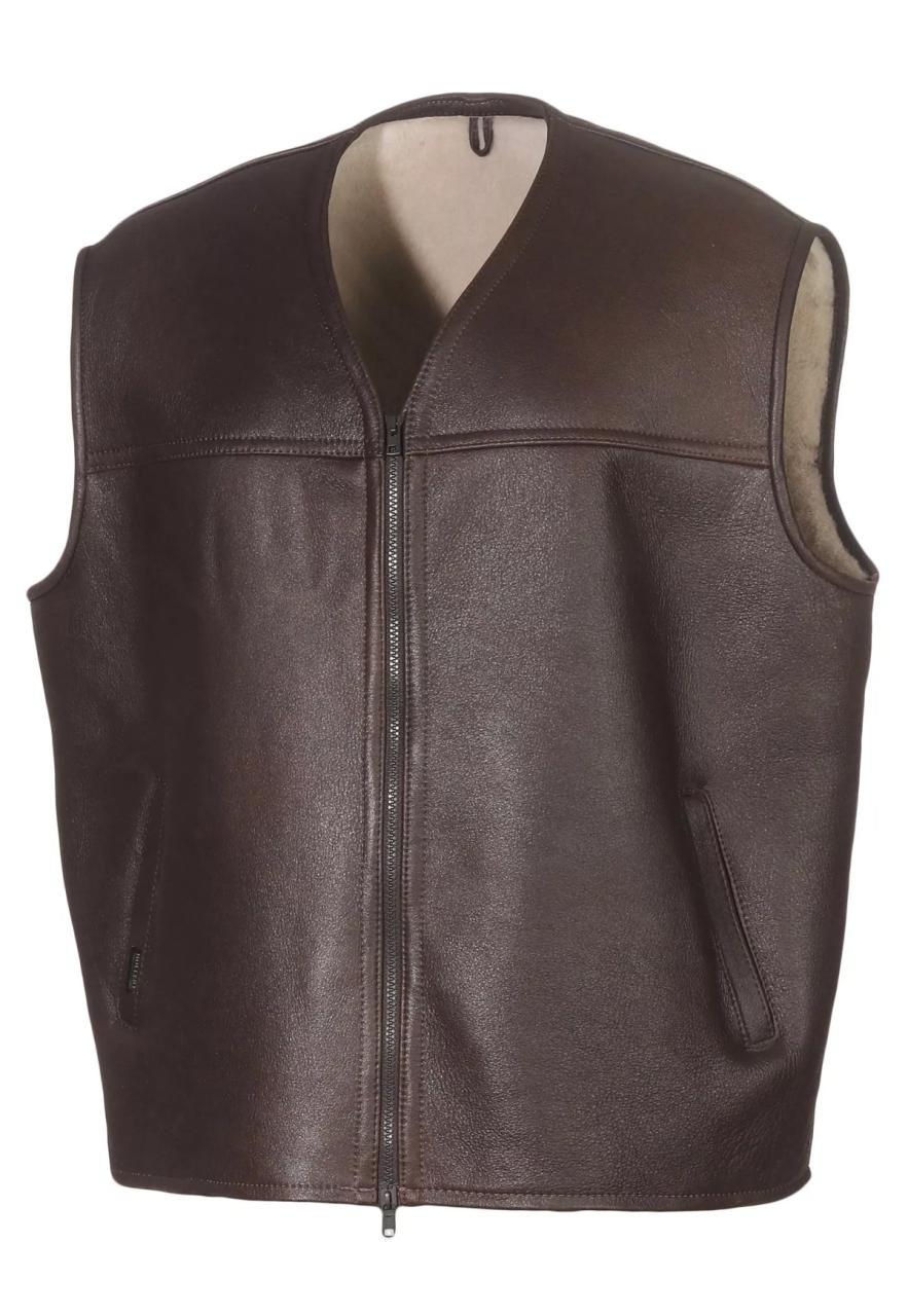 Bild von Lambskin Vest - FIRMINIUS without Collar Größe: 4XL | Farbe: Kastanie