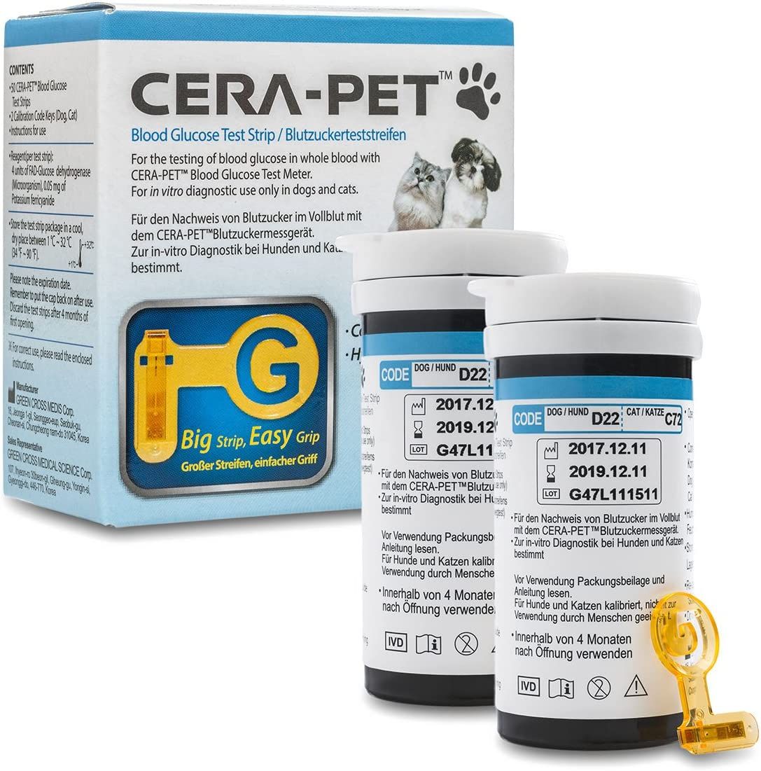 Bild von Cera-Pet Blutzuckerteststreifen für Haustiere (Hunde und Katzen) - Heimtest zur Diabetes-Messung