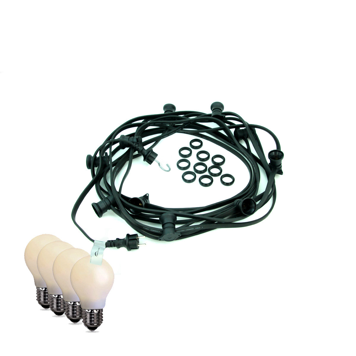 Bild von Illu/Partylichterkette BLACKY 40m - Außenlichterkette schwarz - 40x bruchfeste opale Tropfenlampen