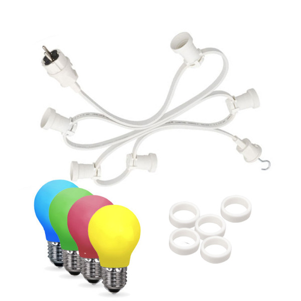 Bild von Illu-/Partylichterkette 30m - Außenlichterkette weiß - Made in Germany - 50 bunte LED Tropfenlampen