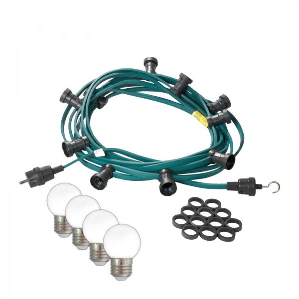 Bild von Illu-/Partylichterkette 40m - Außenlichterkette grün - Made in Germany- 40 kaltweiße LED-Kugellampen