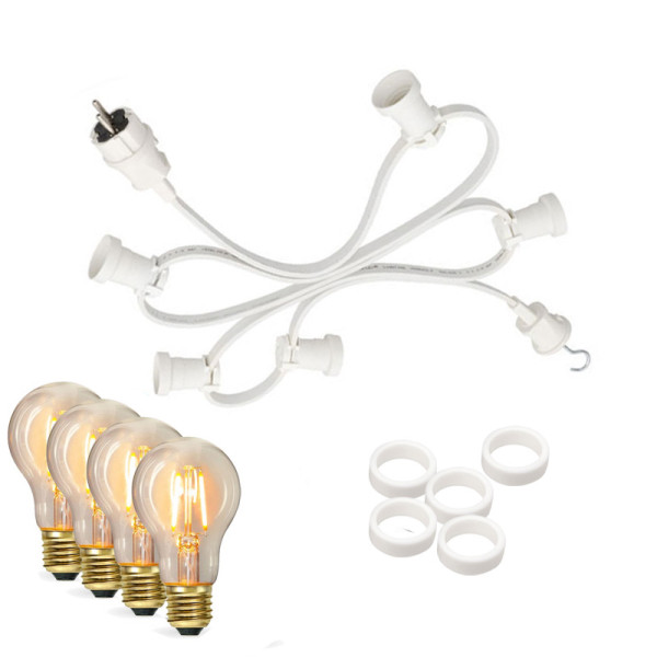 Bild von Illu-/Partylichterkette 5m - Außenlichterkette weiß - Made in Germany - 10 Edison LED Filamentlampen