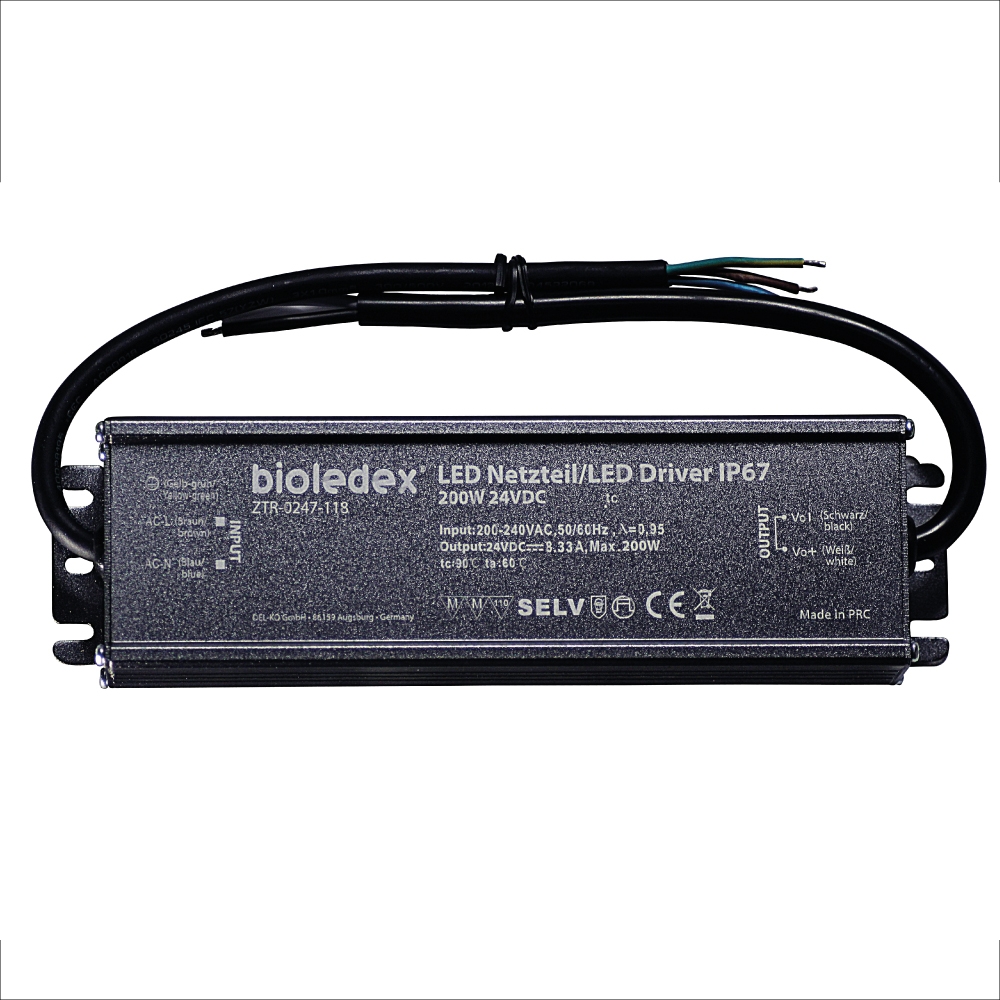 Bild von Bioledex 200W 24V DC LED Driver IP67 wasserdichtes Netzteil für 24V LEDs