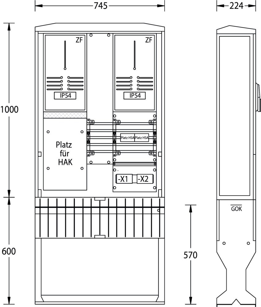 Bild von uesa Zähleranschlusssäule ZAS-2-FL E.DIS AG Uesa 2130-1023.31