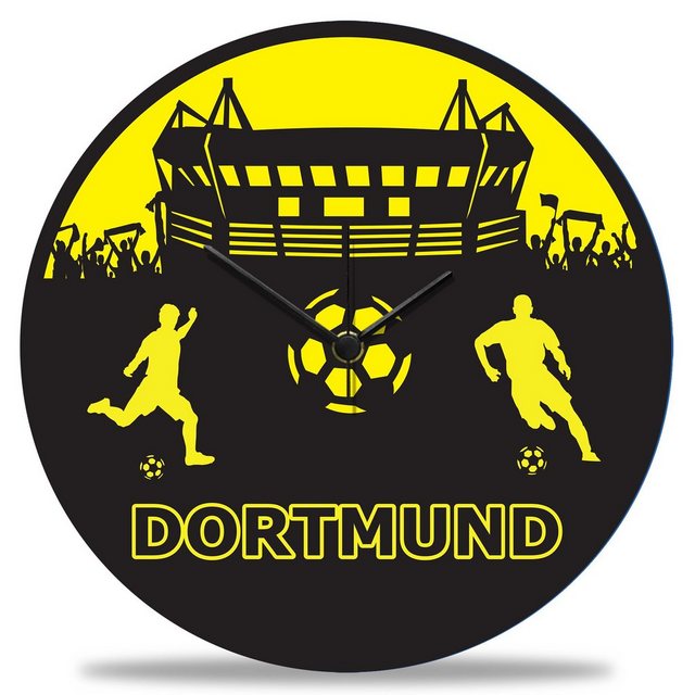 Bild von GRAVURZEILE Wanduhr aus Holz - Vereinsliebe Dortmund - Fußball -