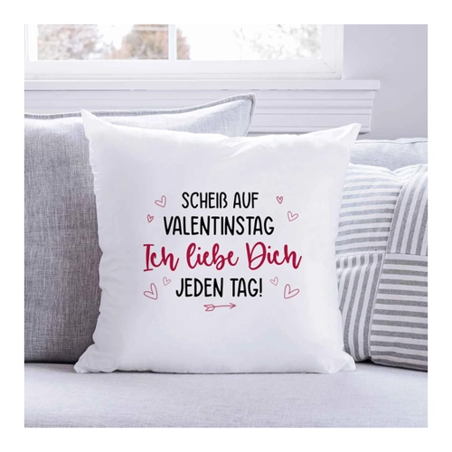 Bild von GRAVURZEILE Zierkissen mit Spruch - Scheiß auf Valentinstag - GZ-12526