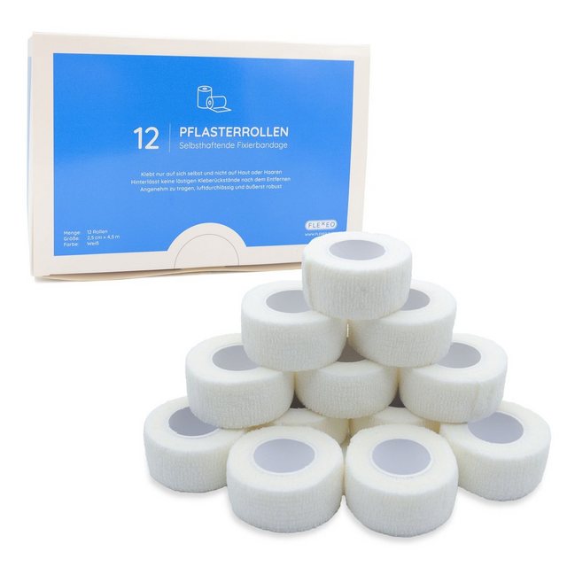 Bild von FLEXEO Wundpflaster Pflasterollen (12 St), Selbstklebender Verband, 12er Pack