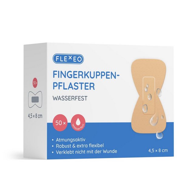 Bild von FLEXEO Wundpflaster Fingerkuppenpflaster (50 St), wasserfest beige, 4,5x8cm