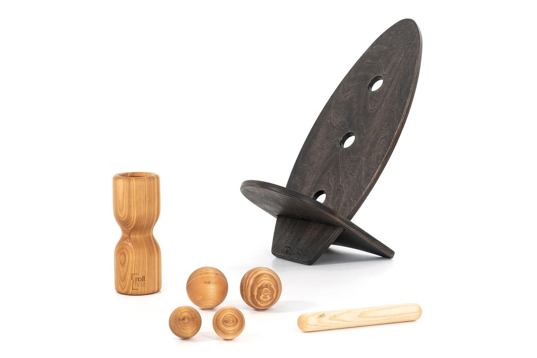 Bild von rollholz Balance Board Set groß Esche schwarzes Brett