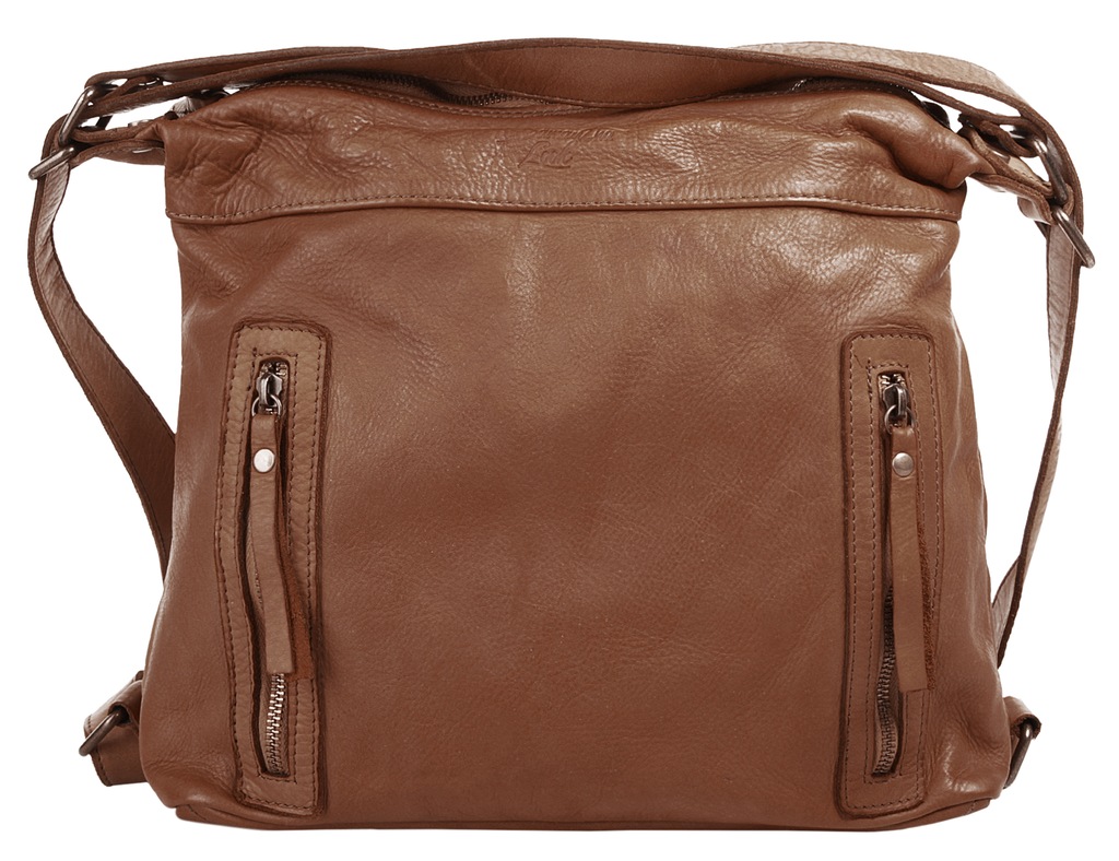 Bild von Samantha Look Shopper Echt Leder Damen | Made in Italy | 2in1 Rucksacktasche | Vintage Bag mit flexiblen Schulterriemen cognac | 020462