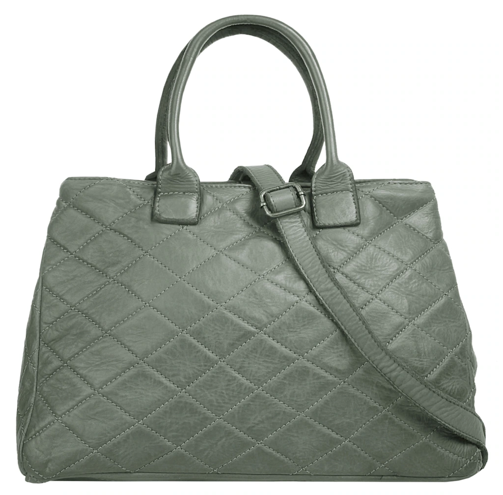 Bild von Samantha Look Handtasche Echt Leder Damen | Made in Italy | gesteppte Premium Tasche | Schultertasche mit Smartphonefach | erweiterbare Shopper grau | 020841
