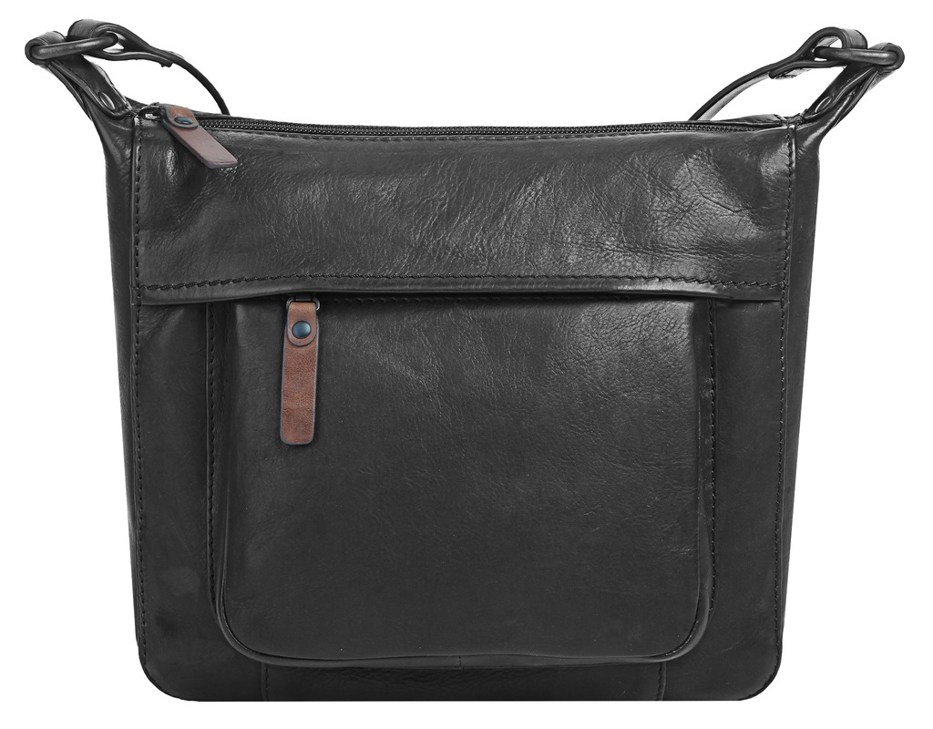 Bild von X-ZONE Umhängetasche Echt Leder Damen | RFID-geschützte Handtasche | Crossbody Bag mit Smartphonefach schwarz | 021047