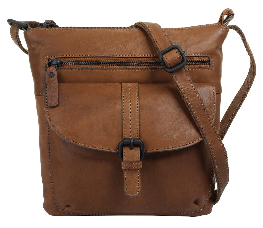 Bild von X-ZONE Umhängetasche Echt Leder Damen | Crossbody Bag | Handtasche mit Schlüsselfinder | Messenger Bag mit Smartphonefach cognac | 021052