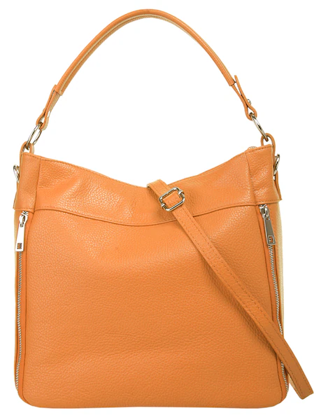 Bild von Cluty Handtasche Echt Leder Damen | Made in Italy, Smartphonefach, Damentasche aus Rindleder, Umhängetasche mit Reißverschluss, Shopper mit abnehmbarem Schultergurt orange | 020843