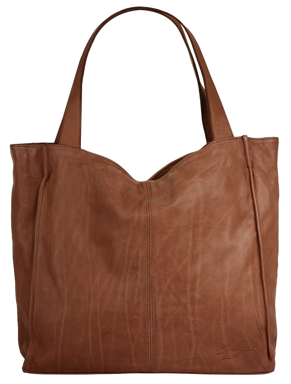Bild von Samantha Look Shopper Echt Leder Damen | Made in Italy, Business Tasche A4-geeignet, Vintage Schultertasche gewaschen cognac | 021379