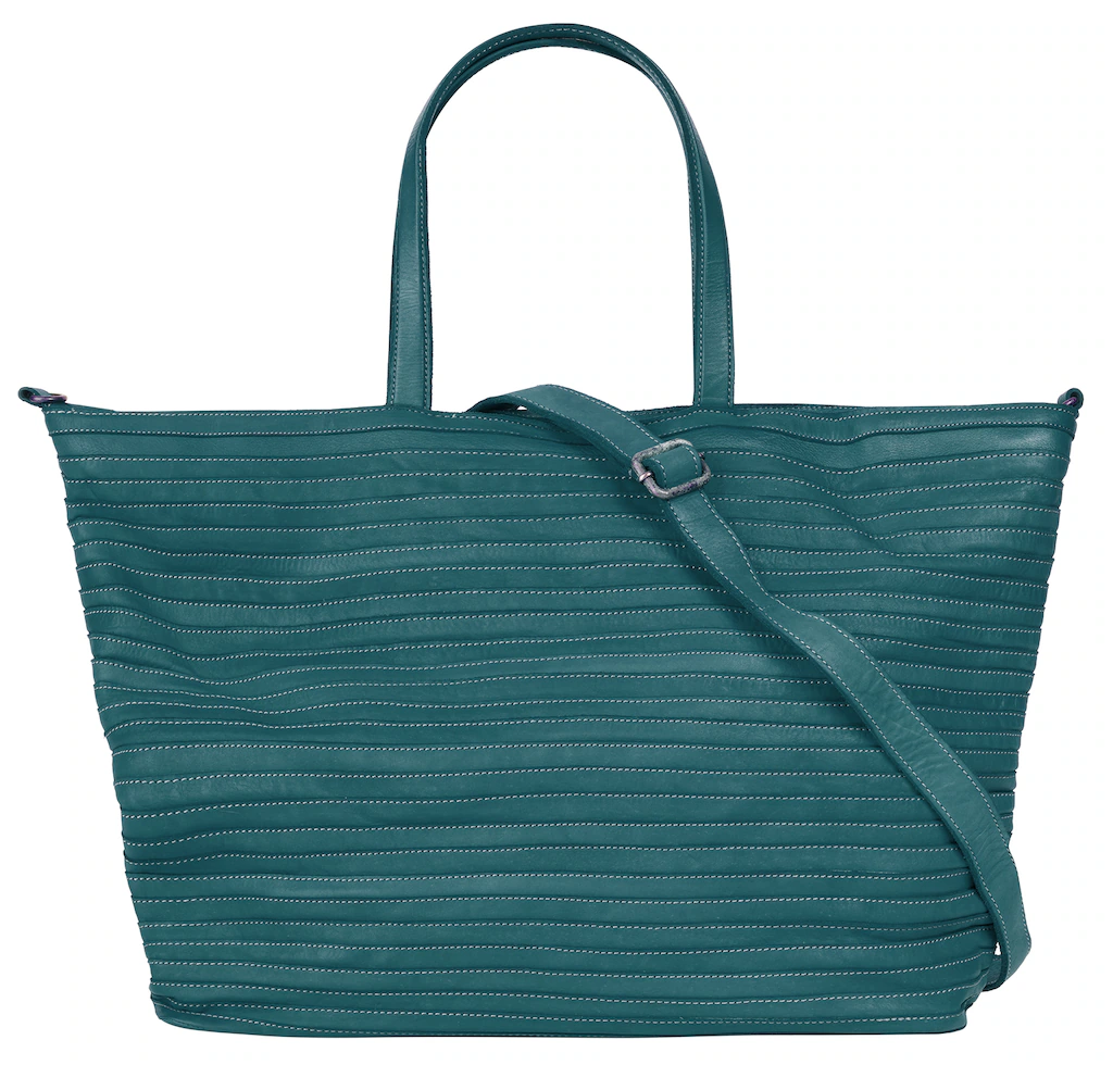 Bild von Samantha Look Shopper Echt Leder Damen | Made in Italy | Shopping Bag XXL | geräumige Citytasche mit Handyfach blau | 021675