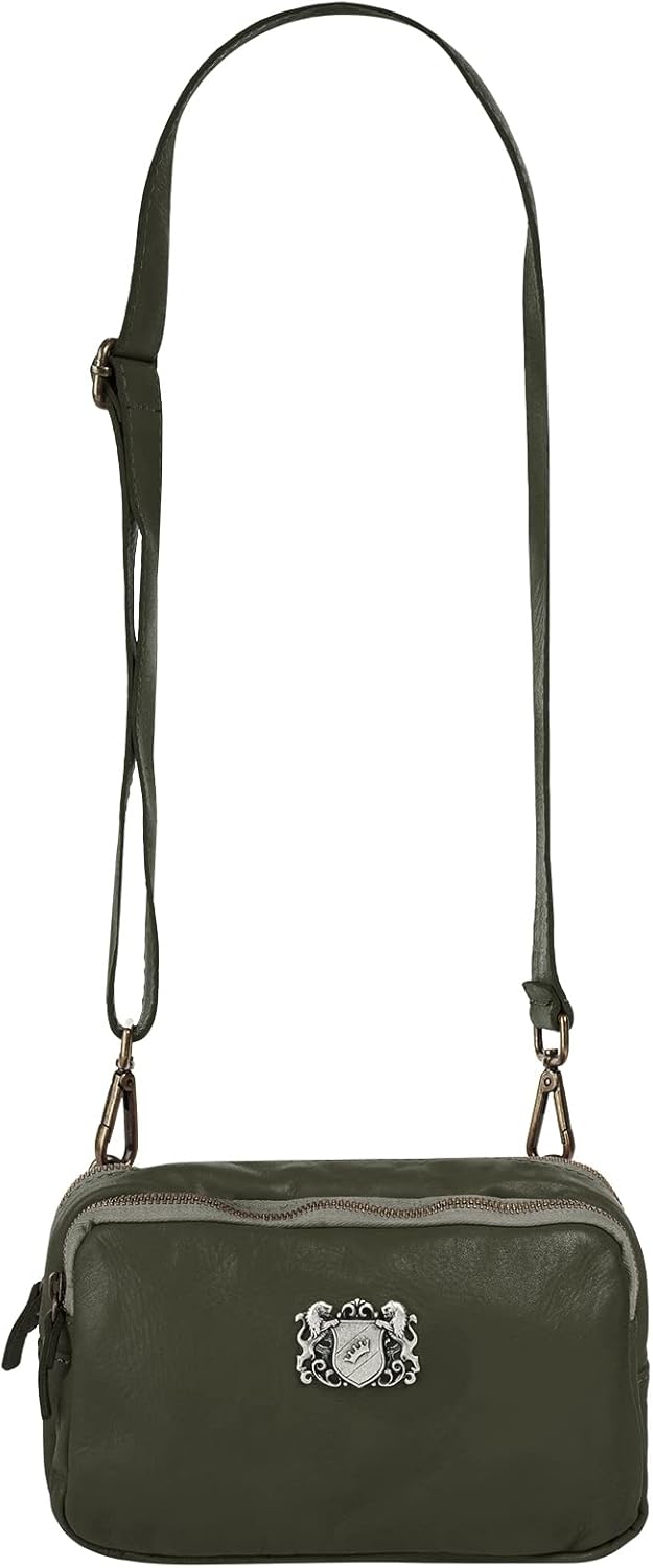 Bild von Samantha Look Umhängetasche Echt Leder Damen | Made in Italy | Elegante Abendtasche | 2in1 Crossbody mit Reißverschluss blau | 021677