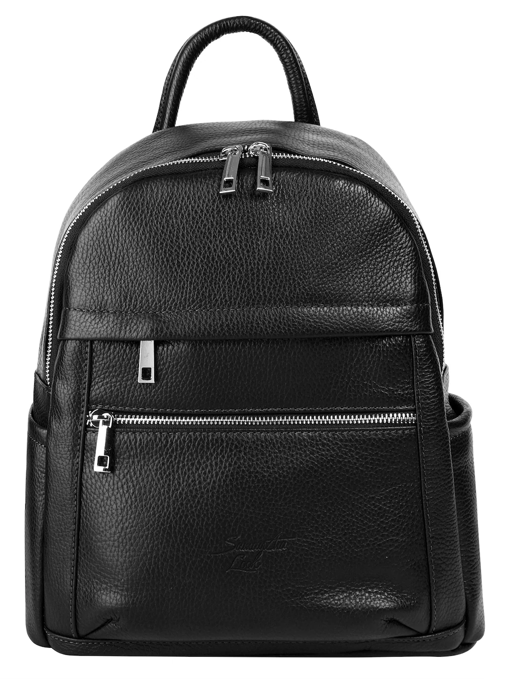 Bild von Samantha Look Rucksack Echt Leder Damen | Made in Italy, City Backpack aus Leder schwarz | 021678
