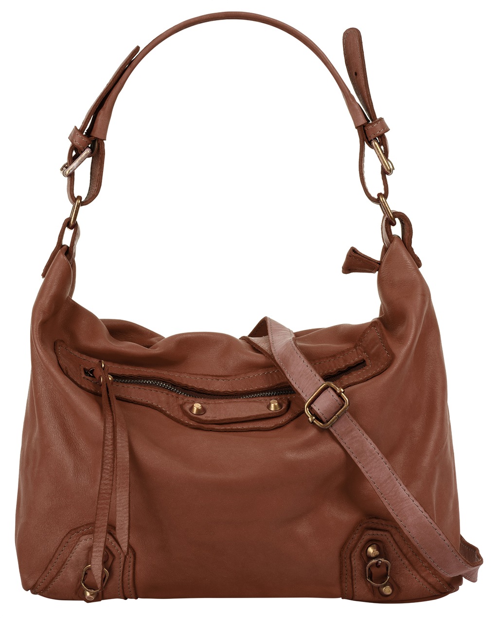 Bild von Samantha Look Shopper Echt Leder Damen | Made in Italy, geräumige Umhängetasche, Handtasche aus Leder cognac | 021793