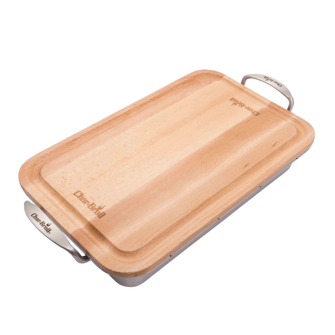 Bild von CHAR-BROIL Grillzubehör »Grill+ Grillschale und Holzbrett«, Edelstahl/Holz - silberfarben