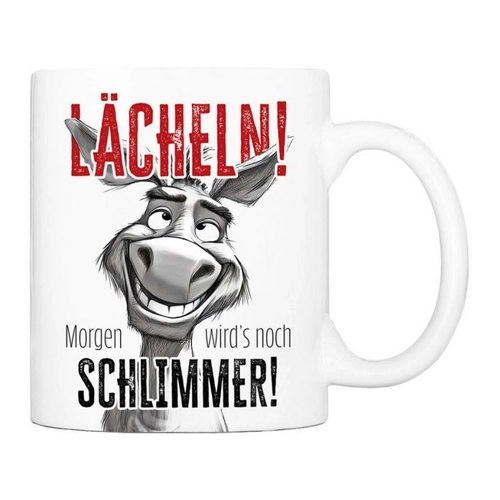 Bild von Cadouri Kaffeetasse mit Spruch "LÄCHELN!" – Ein fröhlicher Begleiter für Ihren Alltag