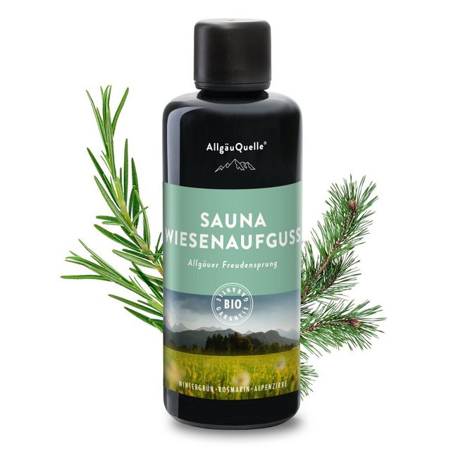 Bild von Allgäuquelle Sauna-Aufgussset BIO Saunaaufguss Wiesenaufguss Saunaduft (1 x 100ml) mit Wintergrün, Rosmarin und Alpenzirbe