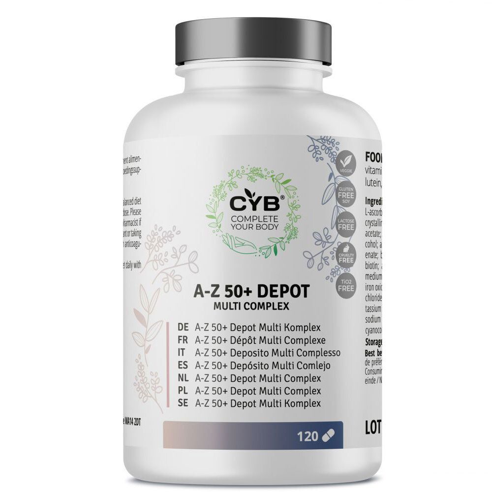 Bild von CYB | A-Z 50+ Multivitamin Tabletten - Vitamin A-Z - Nährstoffe für Ältere Menschen - 120 Tabletten 4 Monatsvorrat - Lutein - Coenzym Q10 - Biotine - Folsäure - Vegetarisch